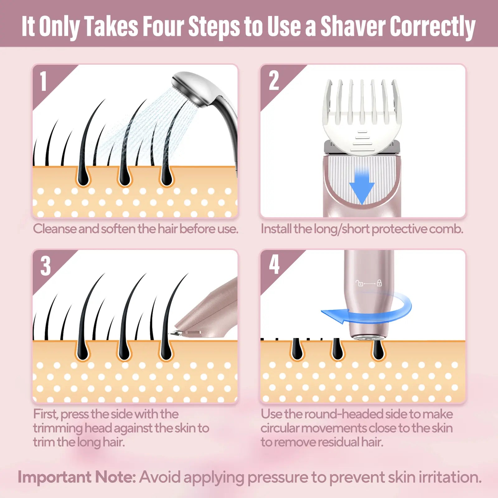 Akunbem Women's Bikini Trimmer - Rechargeable 2-in-1 Electric Shaver and Epilator with Dual Heads for Painless Hair Removal, IPX7 Waterproof, Ideal for Body and Facial Grooming